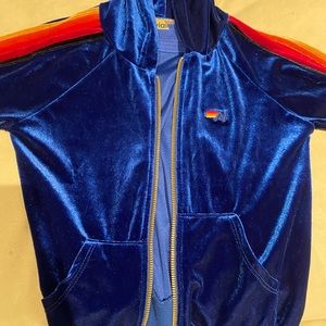 Aviator nation blue with stribea down the arms - velvet Hoodie size 8